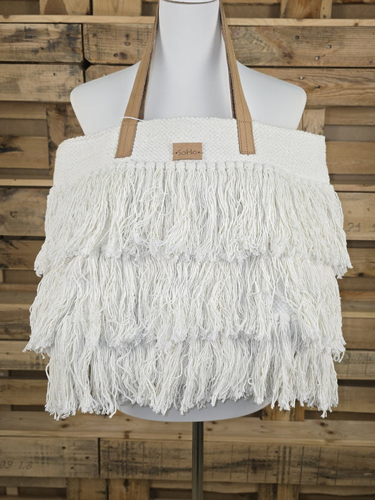 soho fransen boho shopper mit lederriemen