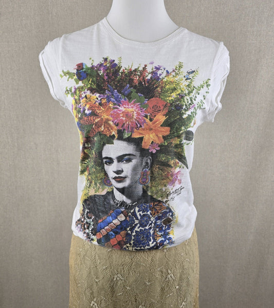 California Vintage T-Shirt mit farbenfrohem Frida-Kahlo-Motiv