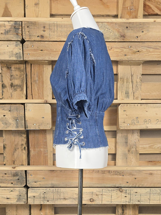 Jeans-Top mit Schnürung