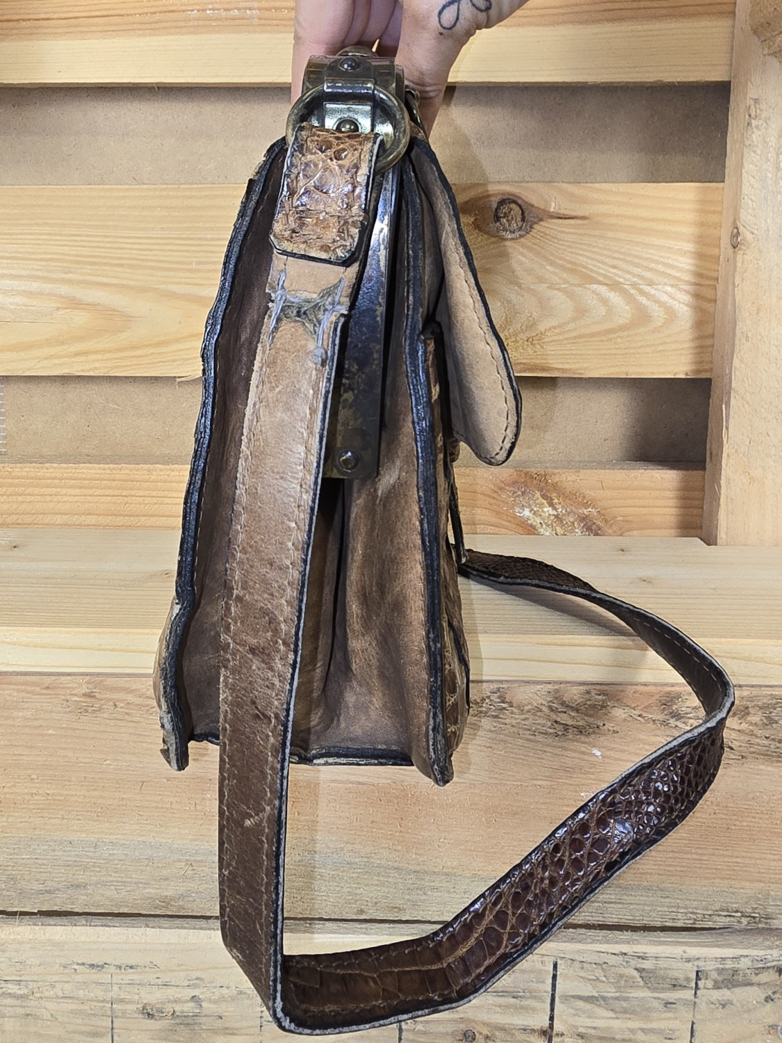 Krokodilledertasche aus den 1940er/1950er Jahren