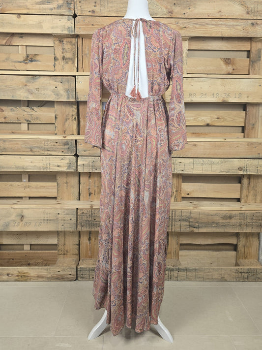 seiden maxikleid mit paisleymuster