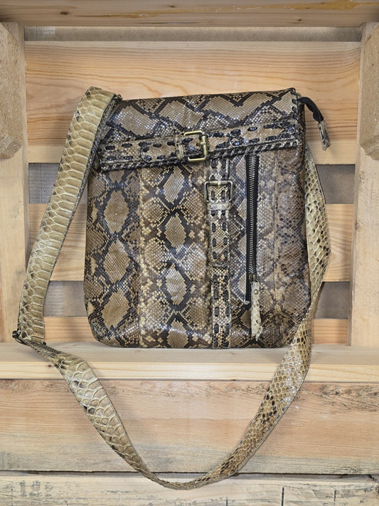 Tres Ibiza Leder-Crossbodytasche aus Leder in Reptilienoptik