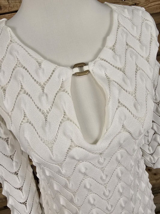 Ana Alcazar Kleid Weiß mit Strukturmuster