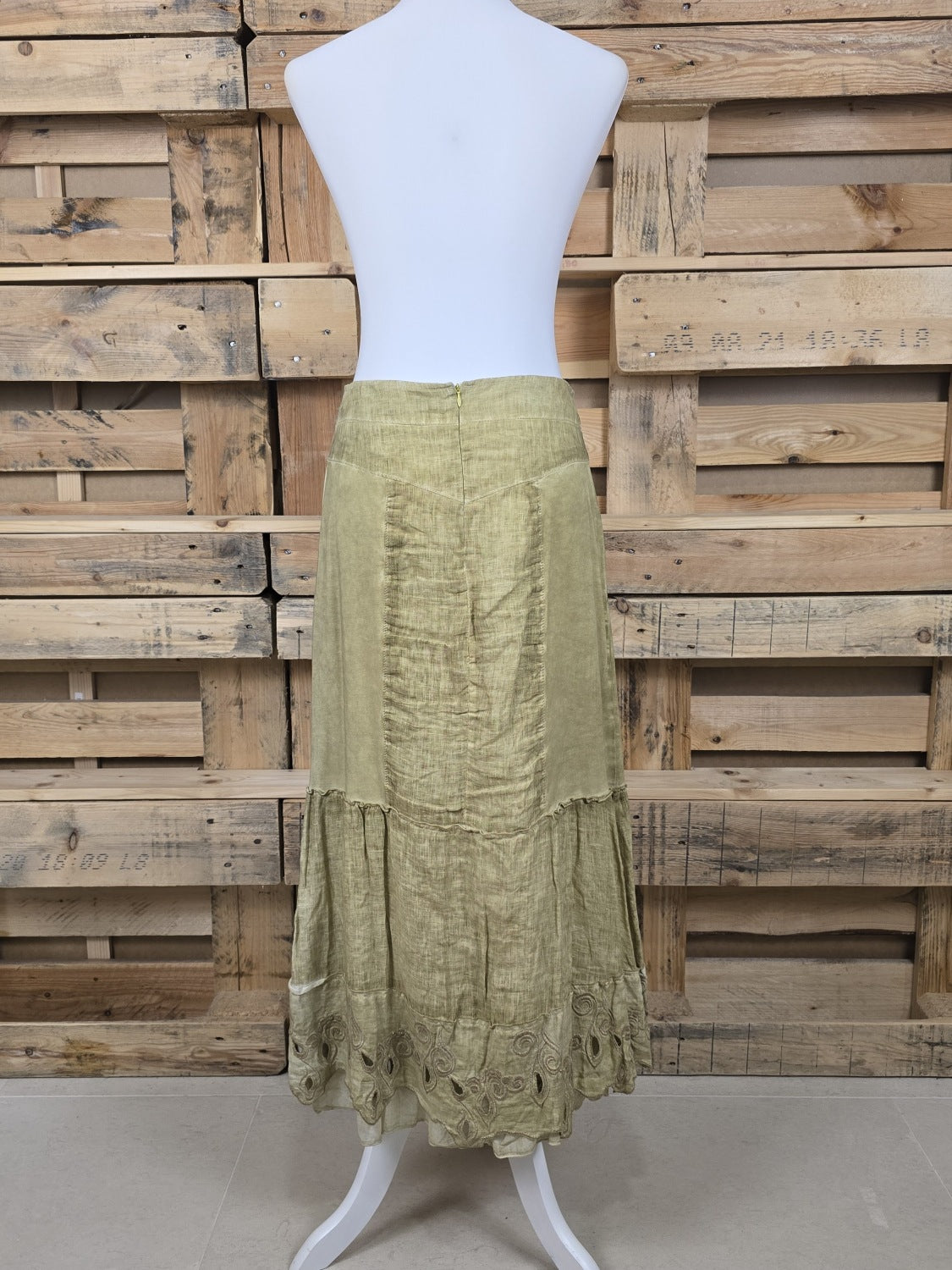 Elisa Cavaletti Maxirock mit Perlendetails Olive