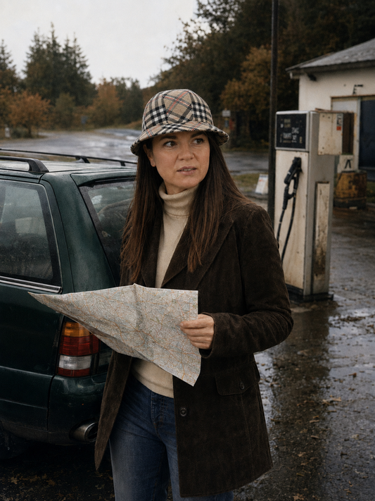 Karierter Bucket Hat aus Wollmischung