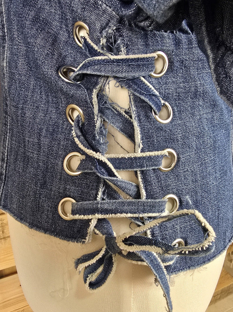 Jeans-Top mit Schnürung
