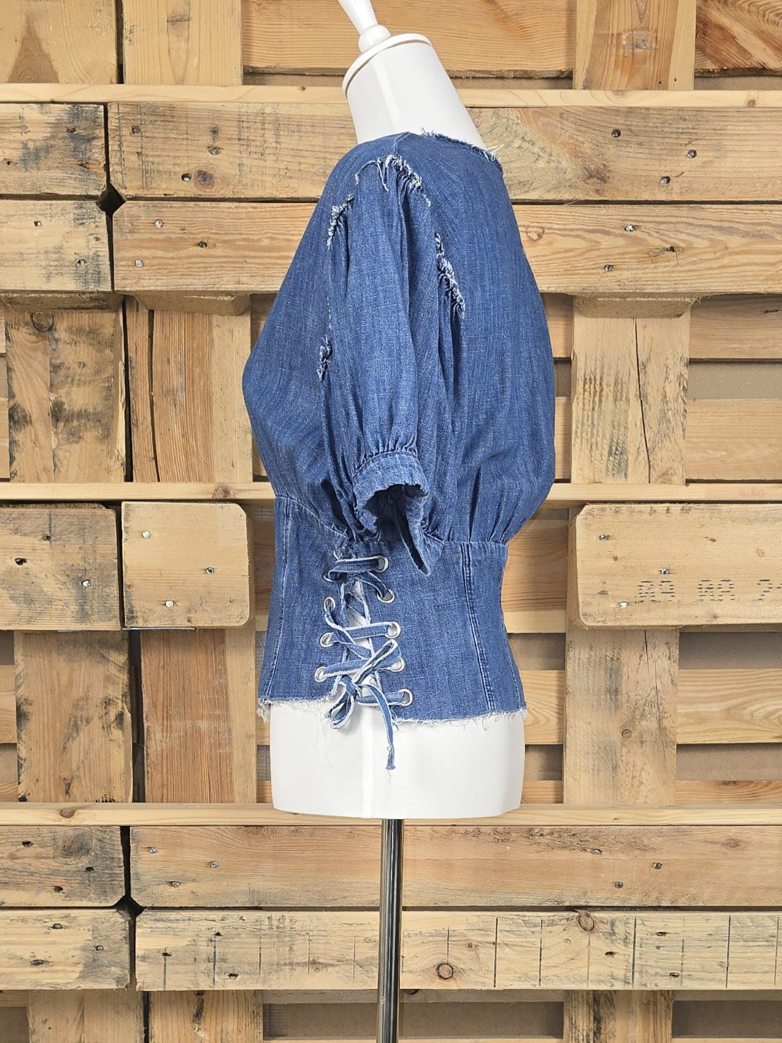 Jeans-Top mit Schnürung