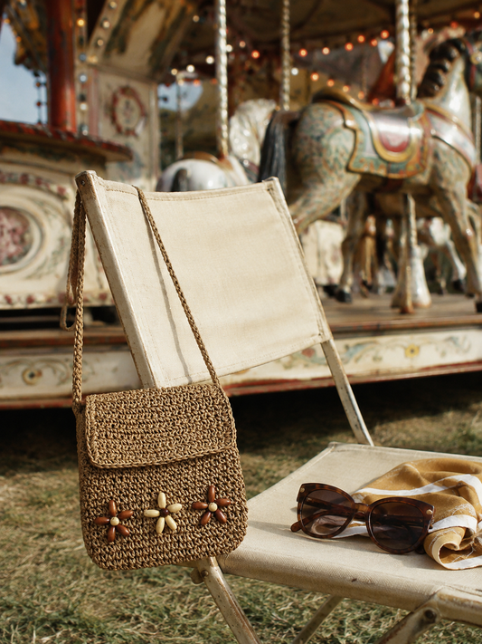 Vintage Basttasche H.T.B. mit Originaletikett