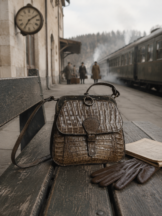 Krokodilledertasche aus den 1940er/1950er Jahren