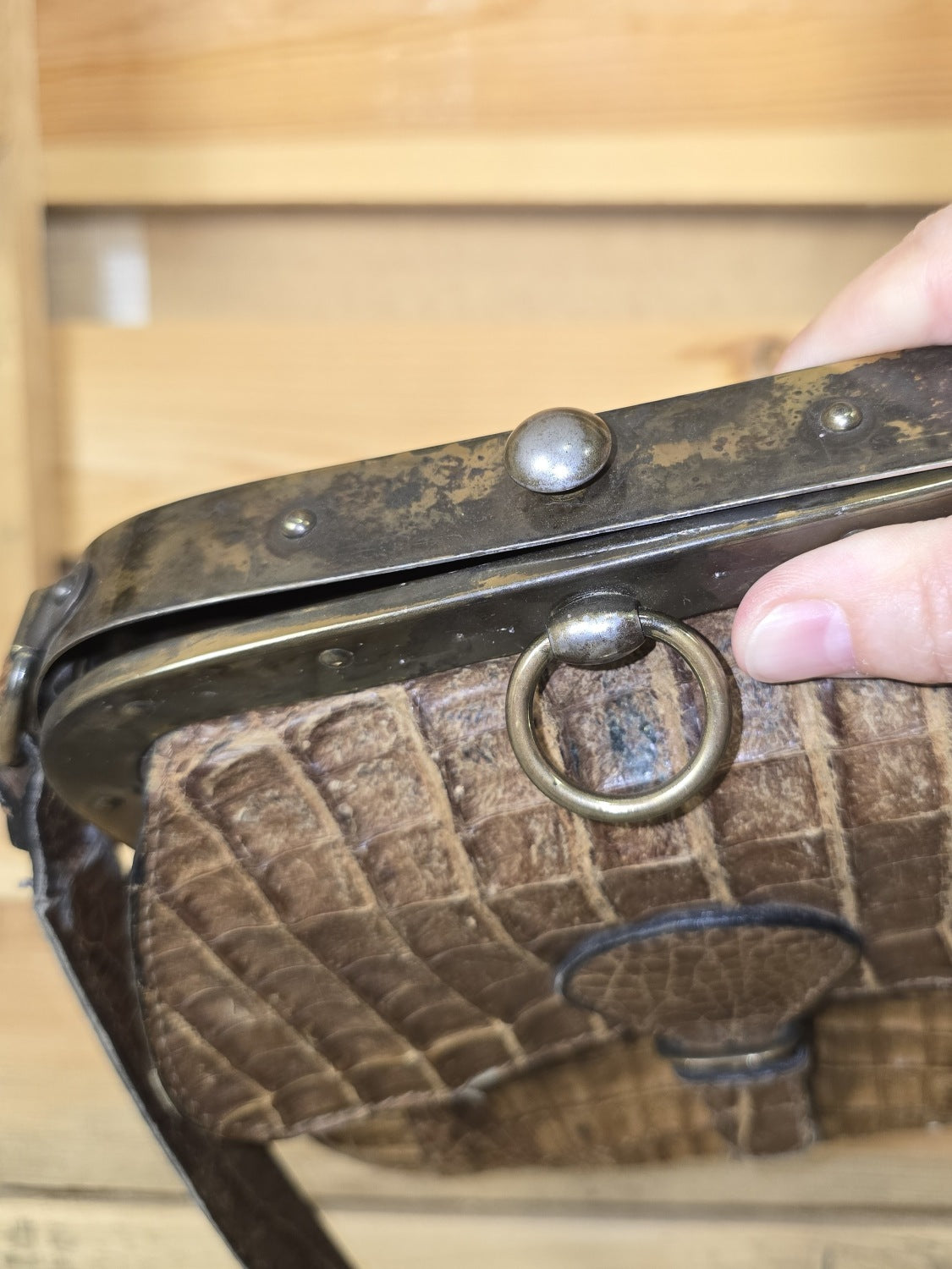 Krokodilledertasche aus den 1940er/1950er Jahren