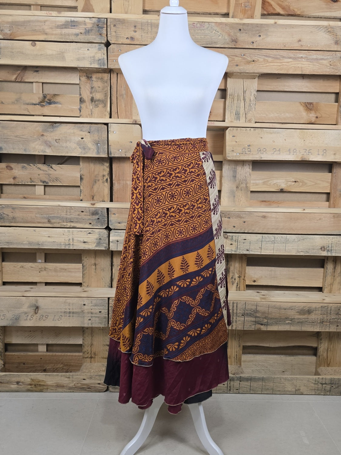 2-in-1 Seiden-Wickelrock aus 100 % Seide, auch als One-Shoulder-Kleid tragbar