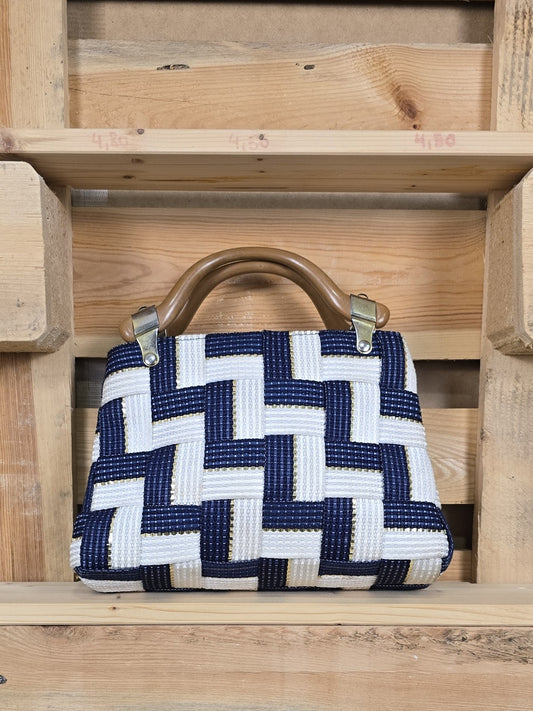 Flechtstoff Handtasche im 60er Jahre Stil